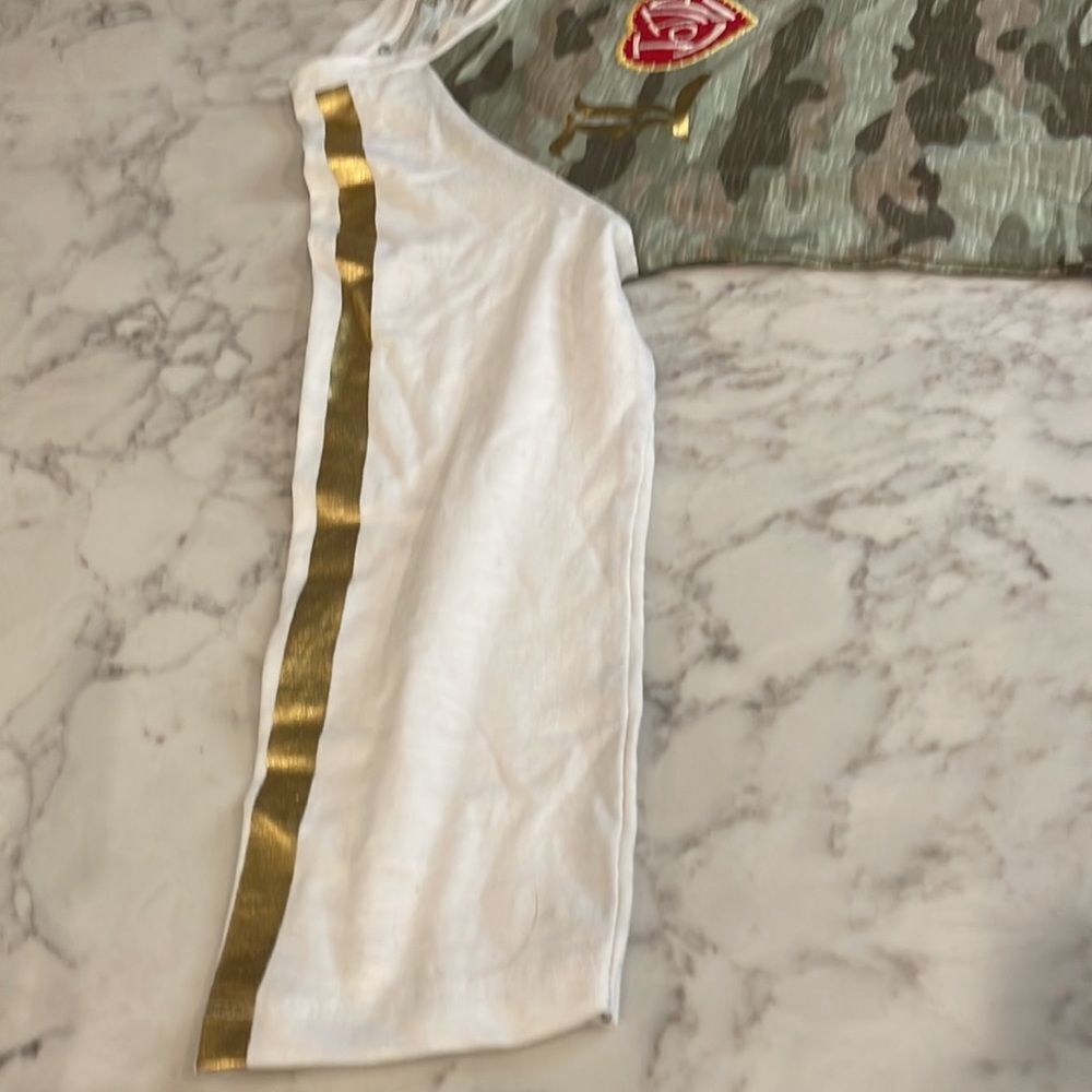 Nwot butter Super Soft Gold, Cream & Camo 3/4 Sleeve tunic top. Size 12/L - Picture 5 of 8